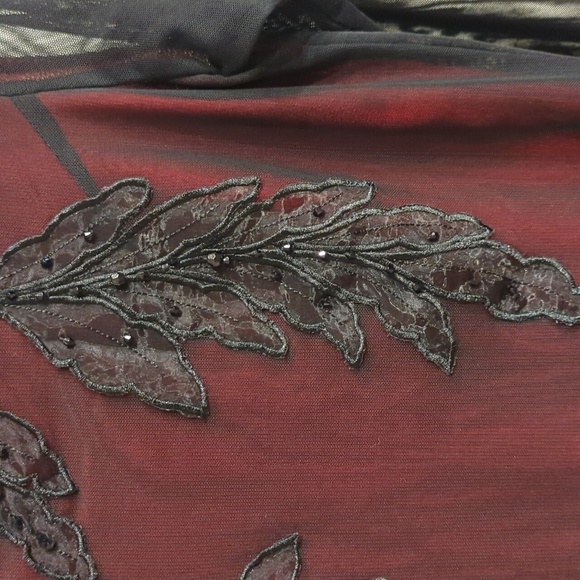 Sheer mesh shirt dress black red embroidered XL women's fairy core academia goth - Picture 2 of 10